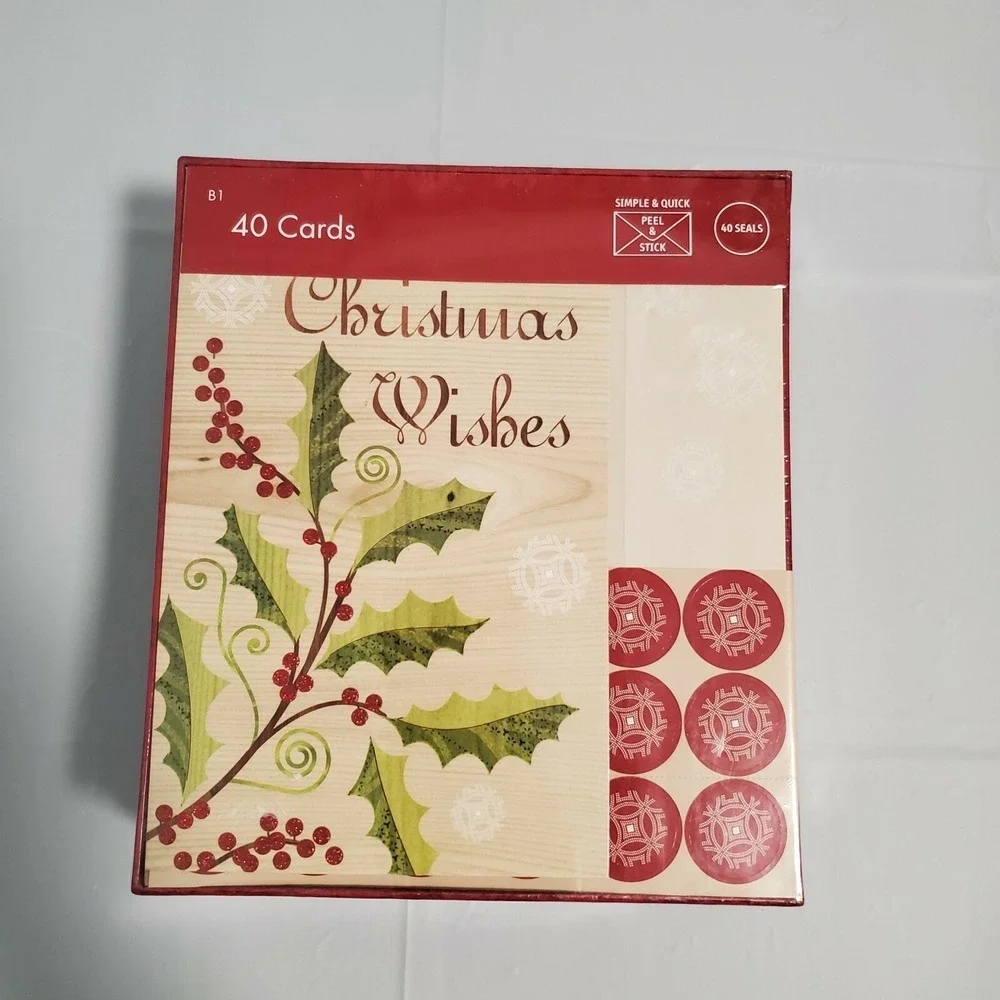 Christmas Cards and Envelopes 40 Holiday Cards Set Christmas Wishes for a warm